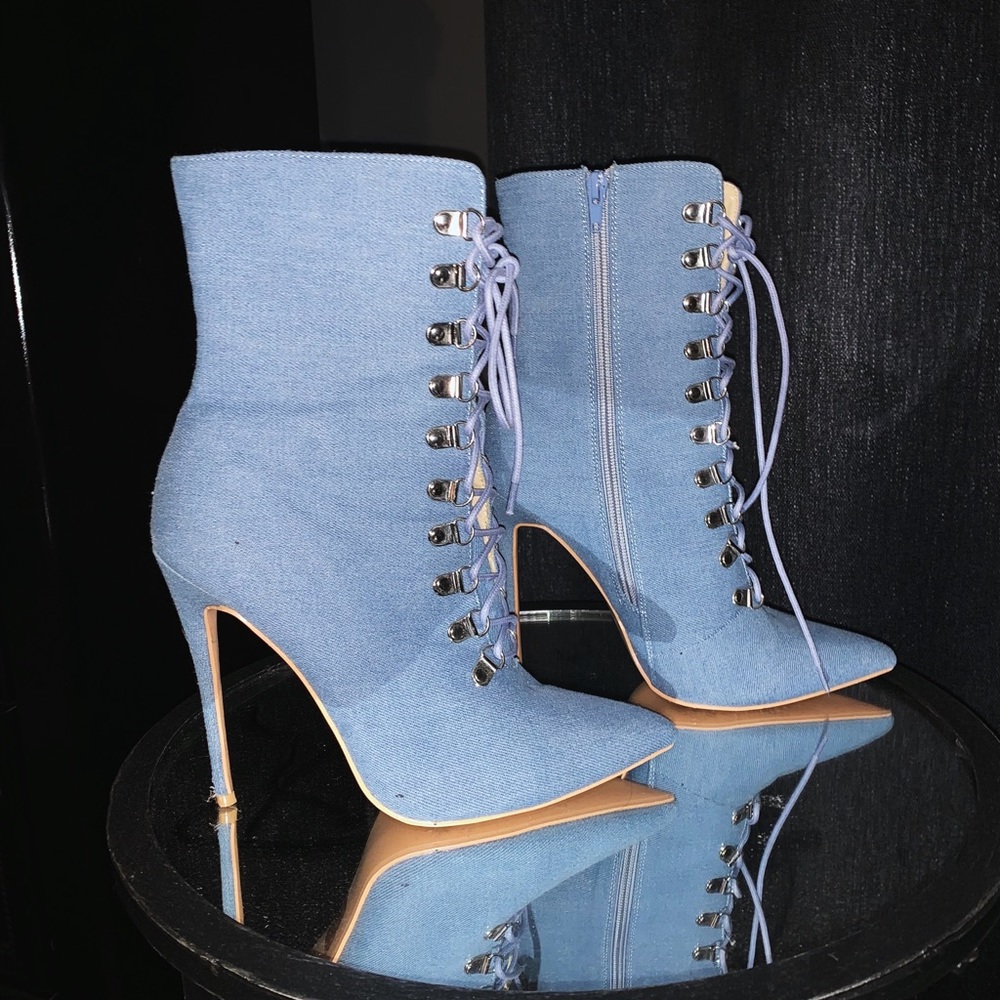 Denim Style Heeled Boot